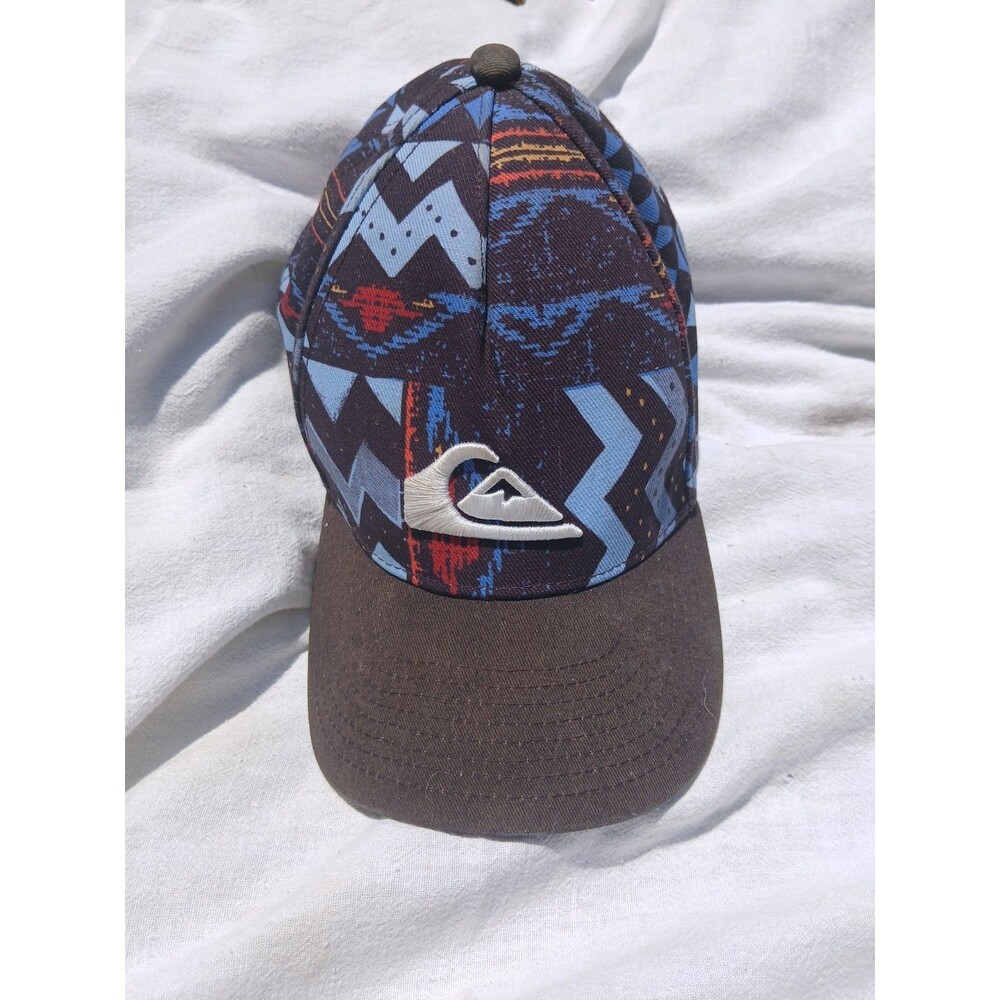 Quiksilver Geometric Aztec Tribal Print Strapback Hat Youth 53CM Brown Brim Surf